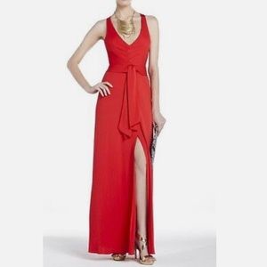 NWOT | BCBGMAXAZRIA Sophia Paprika Draped Gown with Slit in Paprika Size S